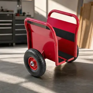 ARCH Heavy Duty Panel Dolly Slab Cart 1000 lb Capacity 10" Solid Rubber Tires All-Terrain Drywall Sheet Door Material Handling Moving Dolly Red Steel Construction with Auto-Clamp Design for Jobsite Warehouse, Red Color Options, Steel Material