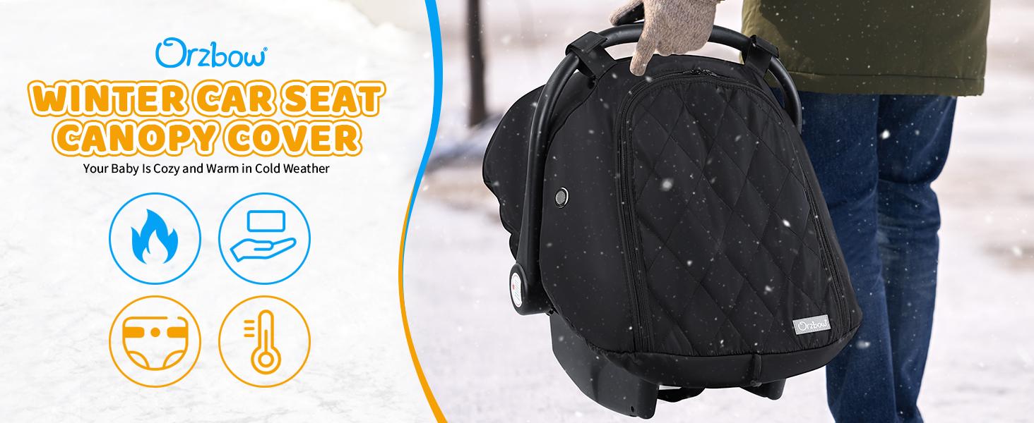 Car Seat Cover Baby - Waterproof Carseat Cover for Doona Car Seat and Stroller, Breathable Winter Infant Carseat Canopy with Zipper Access, Rain and Wind Proof, Winter Baby Essentials, Black