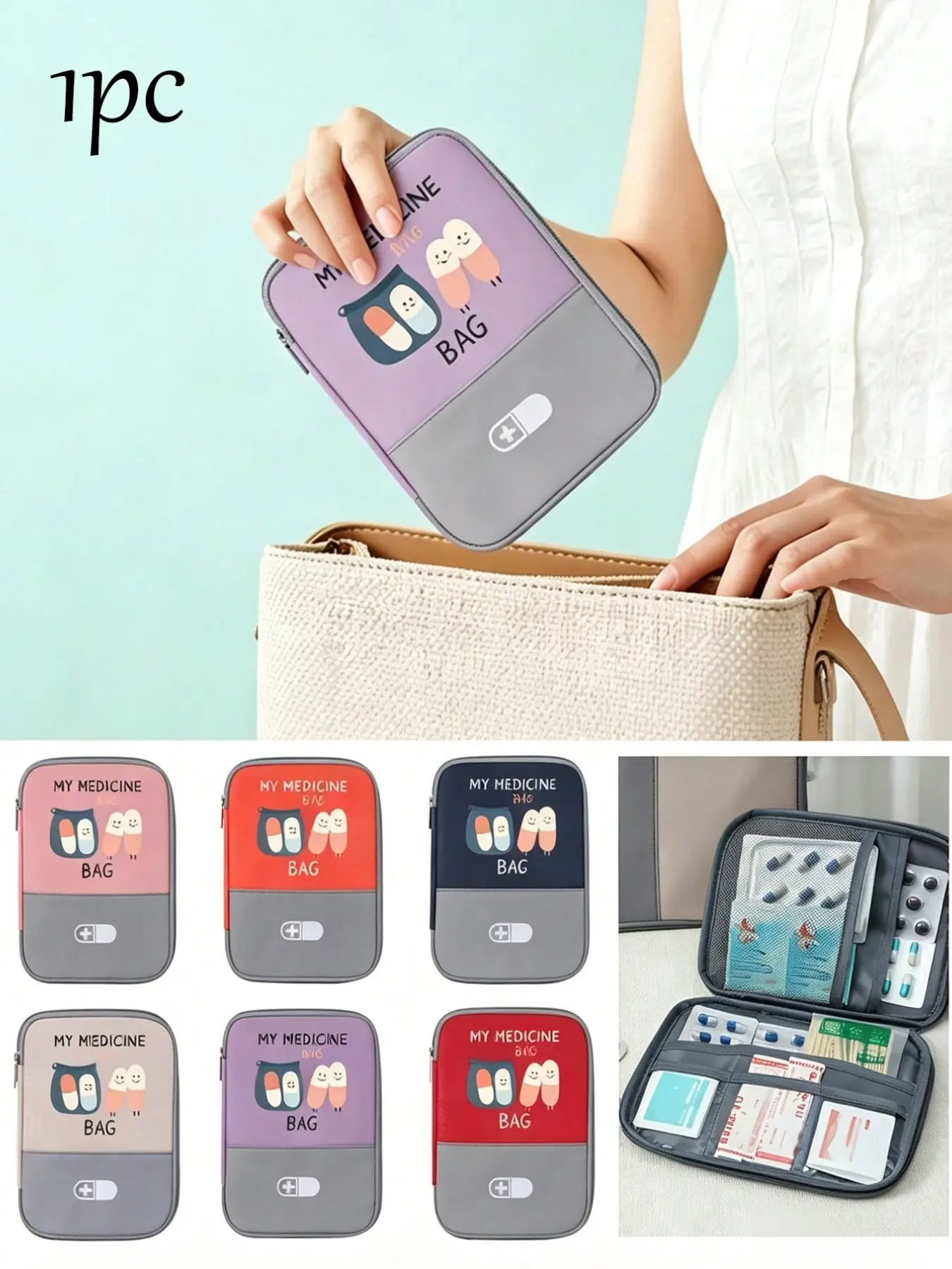Portable Medical First Aid Kit, Multi-Functional Storage Bag, Ideal for Medicines and Band-Aids, Perfect for Home, Travel, Hiking