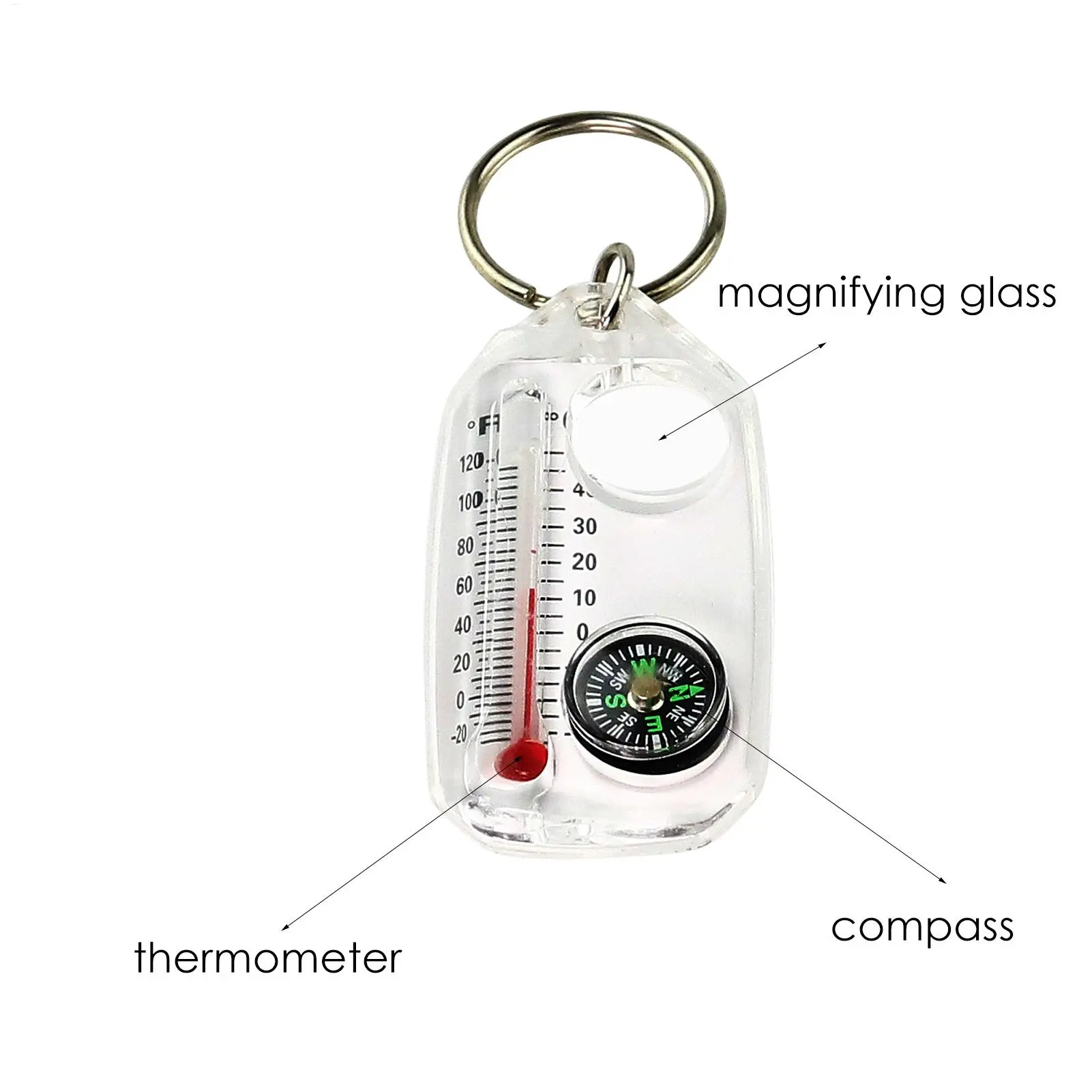 Multifunction Mini Keychain Camping Compass Thermometer Outdoor Climbing Temperature Tester Survival Guiding Compass Tool