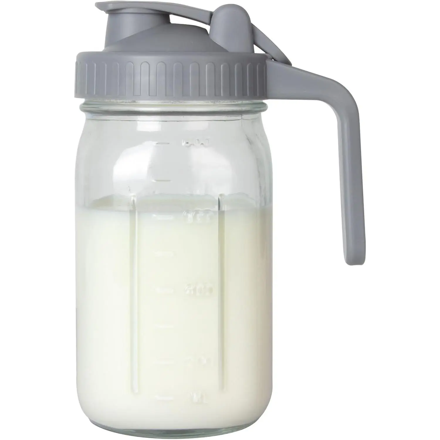 Breast Milk Pitcher 32oz Glass Pitcher with Lid, Formula Pitcher Leakproof Drip-Free Spout, Wide Mouth Mason Jar Pitcher for Easy Pouring, Dishwasher Safe Breastmilk Storage Pitcher
