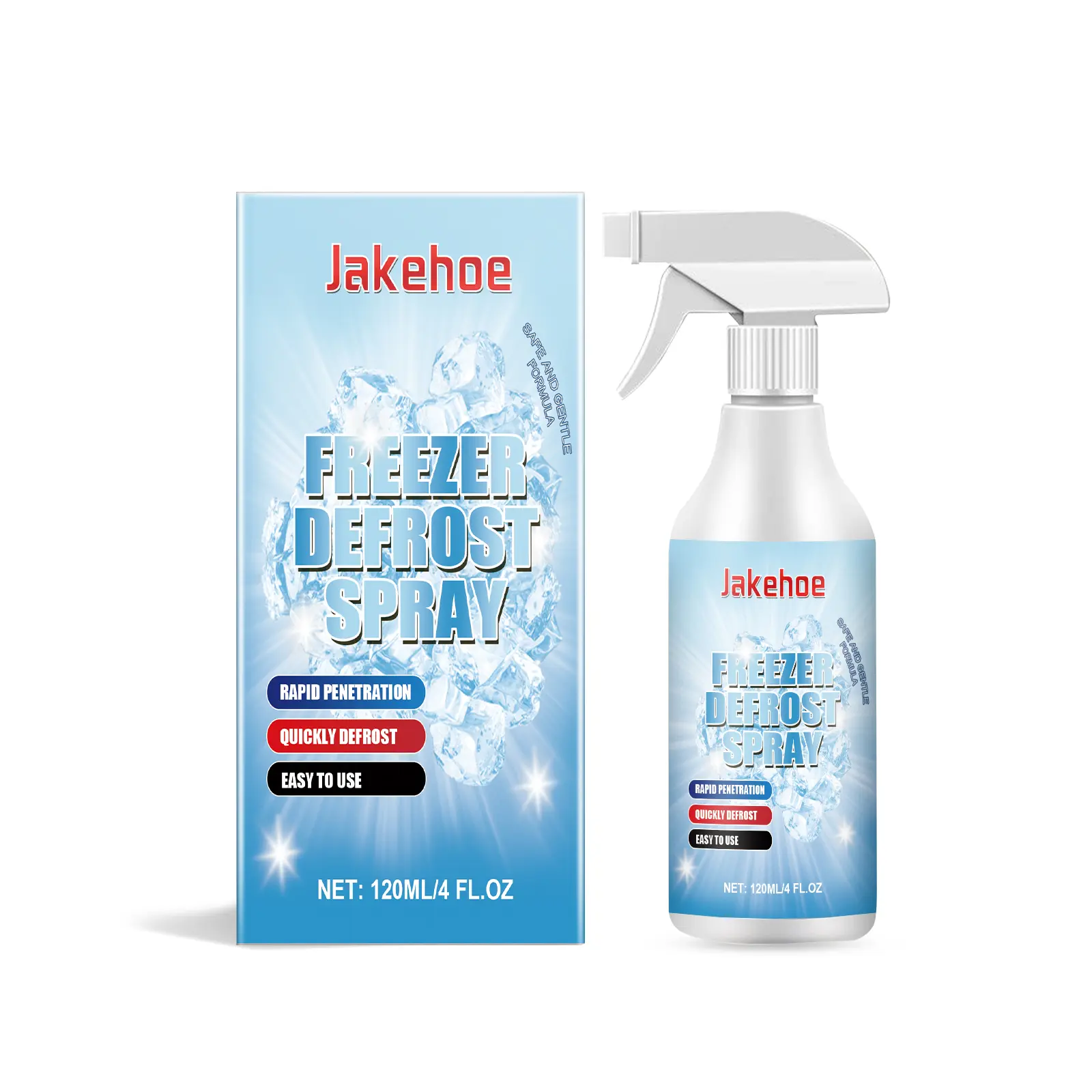Jakehoe Household Defroster Spray - 120ml Home Supplies All-Purpose Cleaner with Ethylene Glycol, Peppermint Extract, 3-Year Shelf Life, Penetration Quickly Defrost for Freezers, Refrigerators