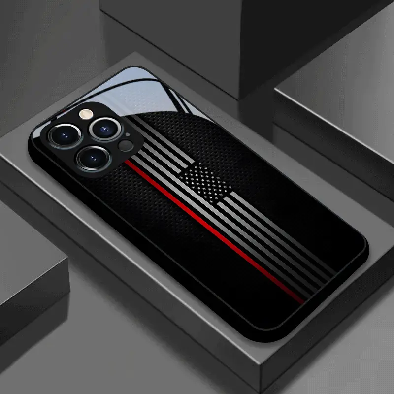 Silicone Smartphone Casing - Black American Flag Pattern, Trendy Design, Premium Texture, Good Handfeel, Handheld Protection for iPhone 11-17, X, XR, XS Max, 7-8, 7P, 8P Devices (Halloween, Horror, Character Themed), Cellphone