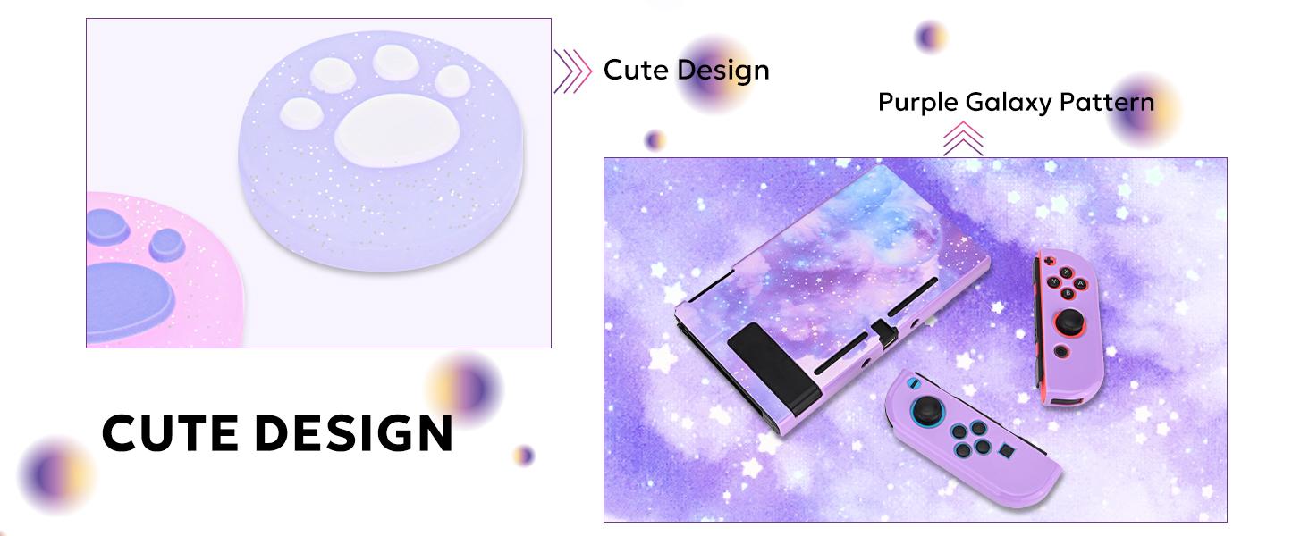 P-PHP010   Switch Case for NS Switch,  15 in 1 Switch Accessories Bundles with Switch Carrying Case, Switch Game Case, Switch Protective Case, Switch Screen Protector, Switch Thumb Caps (Galaxy Purple)