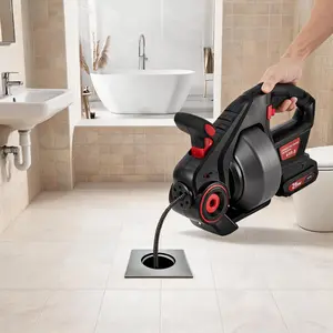 22V wireless Electric Drain Auger 25FT , Auto-Feed Plumbing Snake with 2.0Ah Battery, Heavy Duty Clog Remover for Bathroom, basin, Shower, Toilet, 3/4"-2" Sewer Pipes , Professional Hair Drain Cleaner