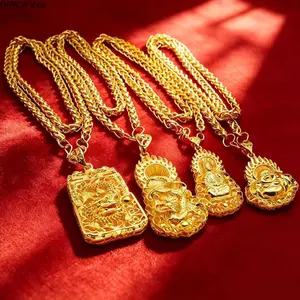 2026 Viral Vietnamese Sand Gold Hollow Maitreya Buddha Guanyin Pendant Necklace Men, Dragon Brand Imitation Gold Long Sweater Chain, Spiritual Fashion Jewelry Accessory