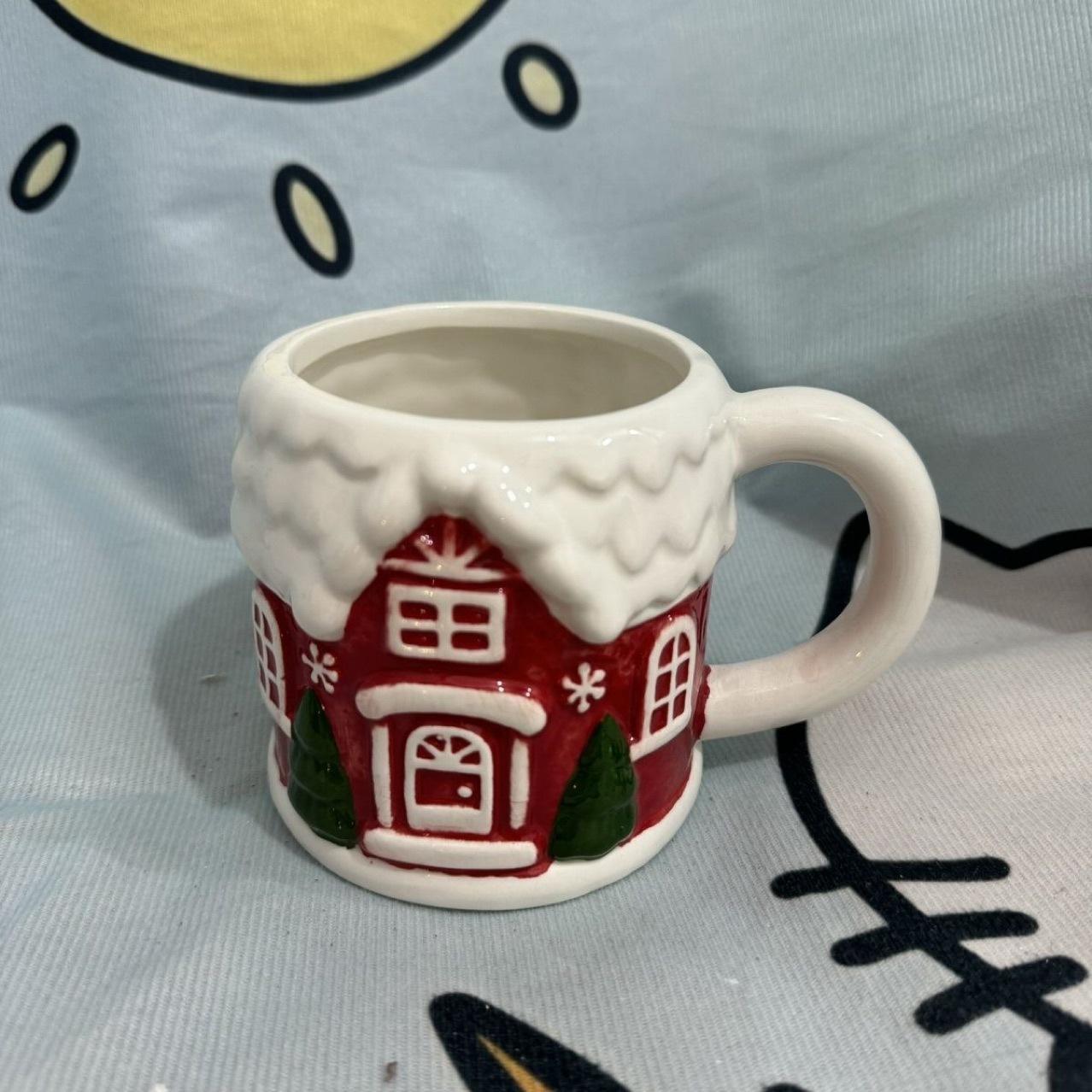 Christmas Gingerbread Man Mug, 3D Cartoon Ceramic Cup, Cute Winter Coffee Mug for Kids & Adults