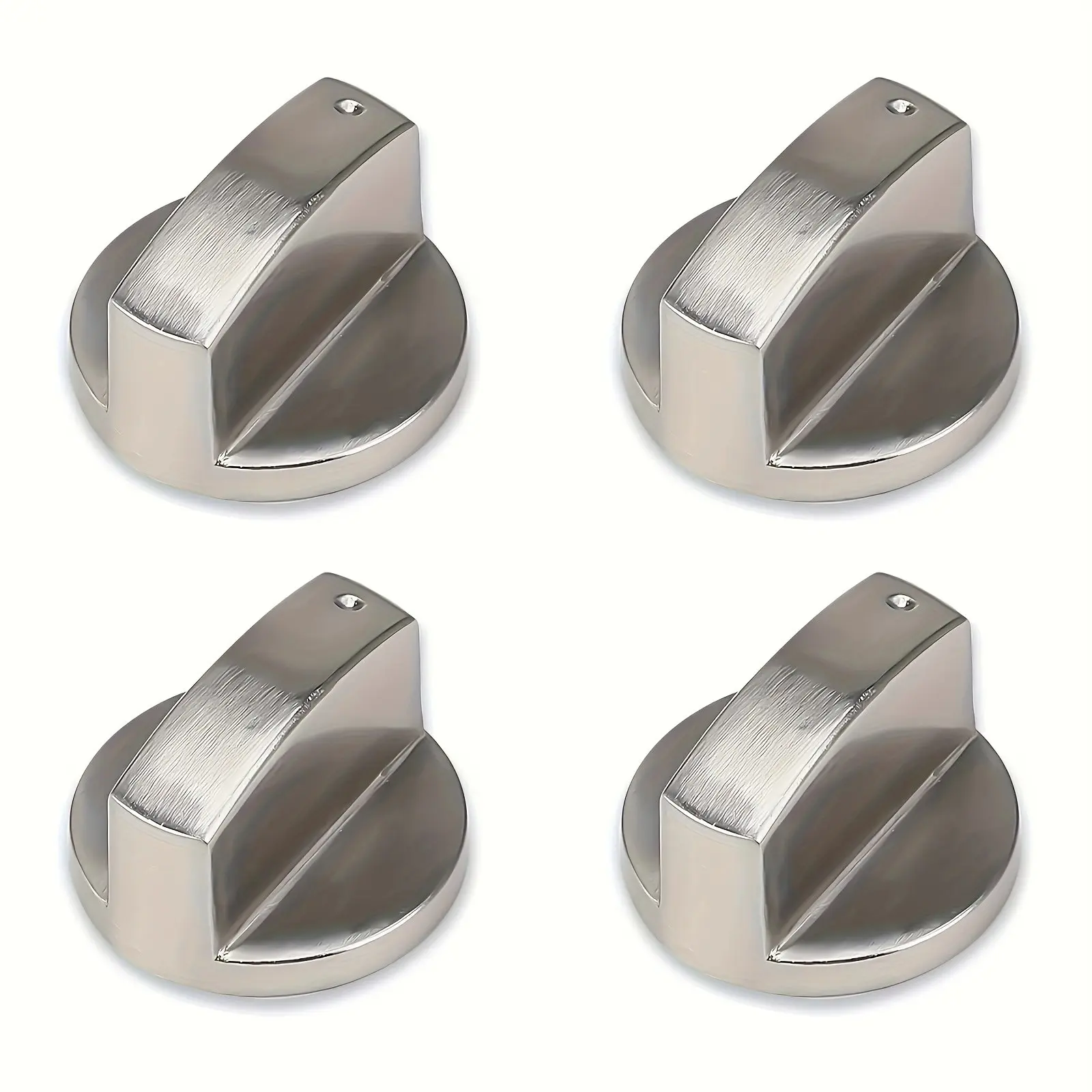 4pcs Gas Stove Knobs, Silver Color Metal Universal 6mm Control Switches, Kitchen Model Adapter Oven Buttons, Cooking Surface Knobs
