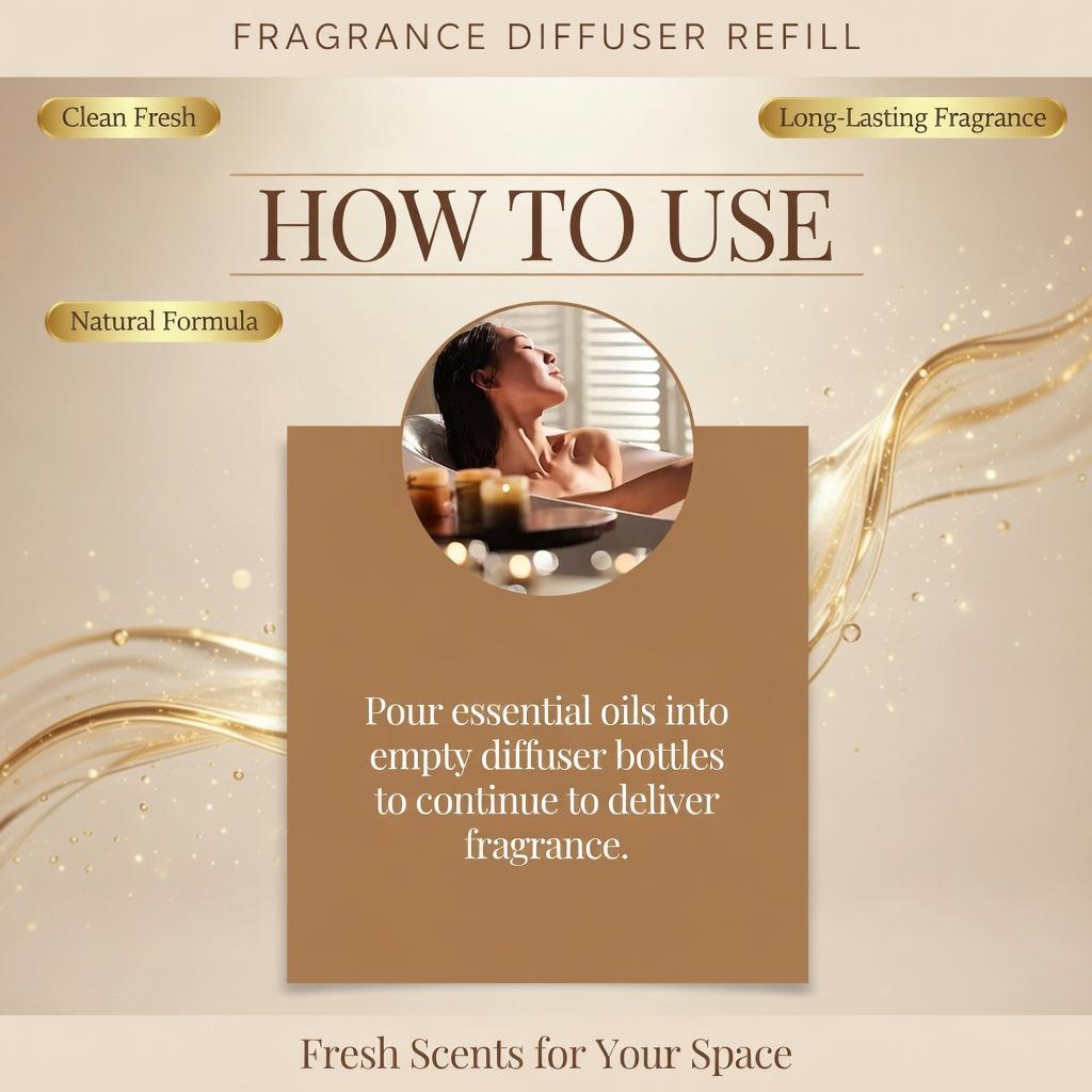 Aromatherapy Diffuser Refill - Long Lasting Fragrance, Cozy Warm Atmosphere & Romantic Mood Enhancer for Home