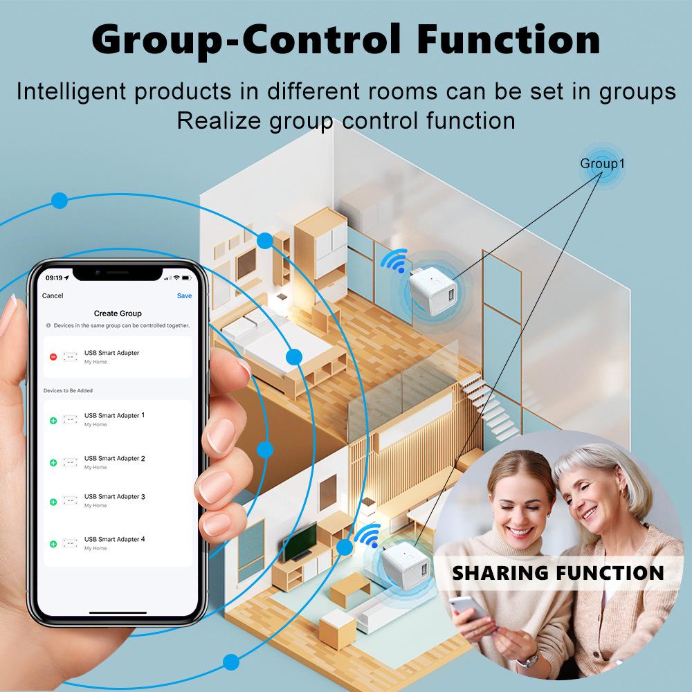 Smart Micro USB Adaptor Switch 5V, WiFi Mini USB Power Adaptor Compatible with Alexa Hey Google for Home Automation