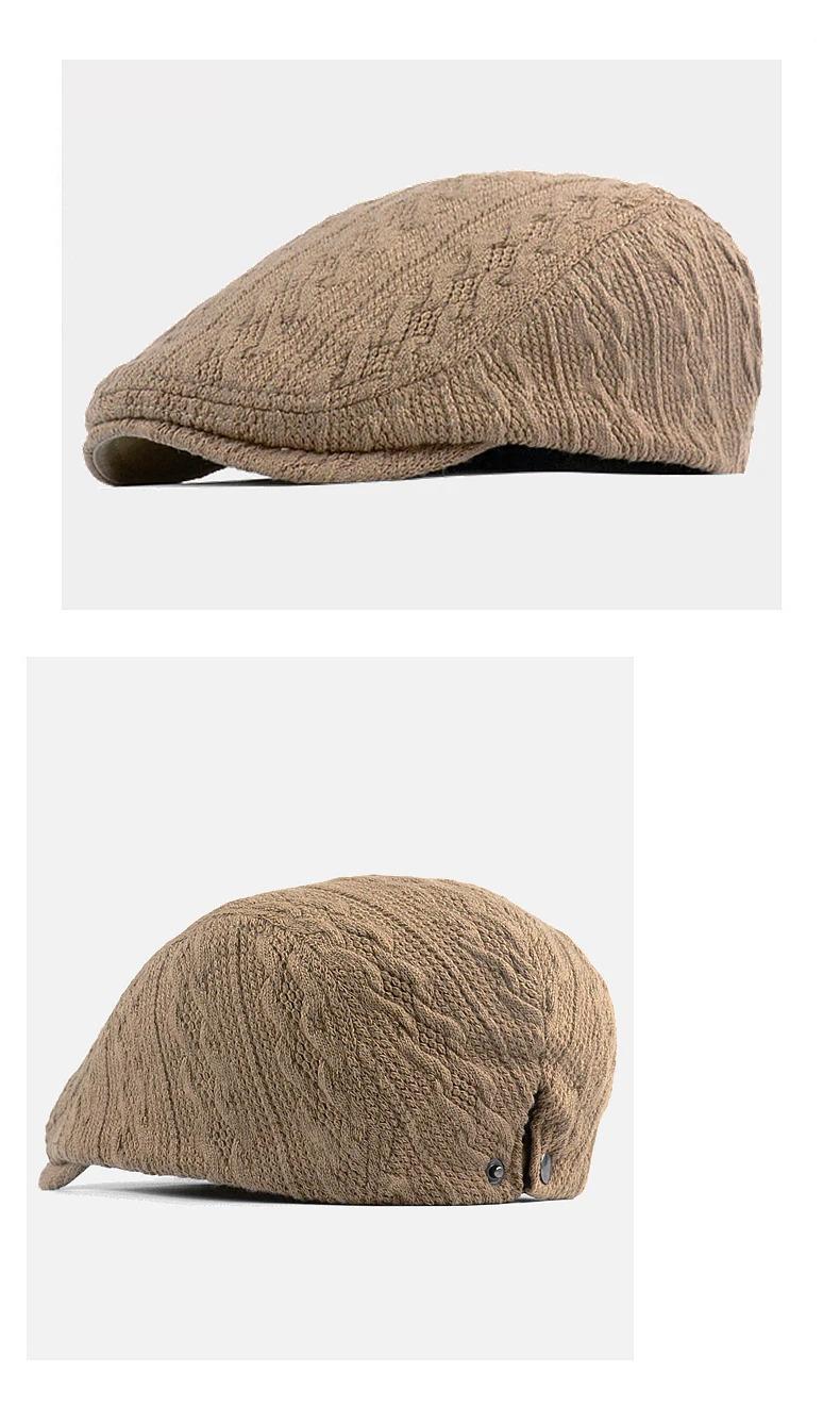 Beret Caps Fashion Knit Newsboy Cap Winter Warm Flat Hats Women Men Ivy Cap Solid Color Duckbill Hats Vintage Gatsby Beret Hat