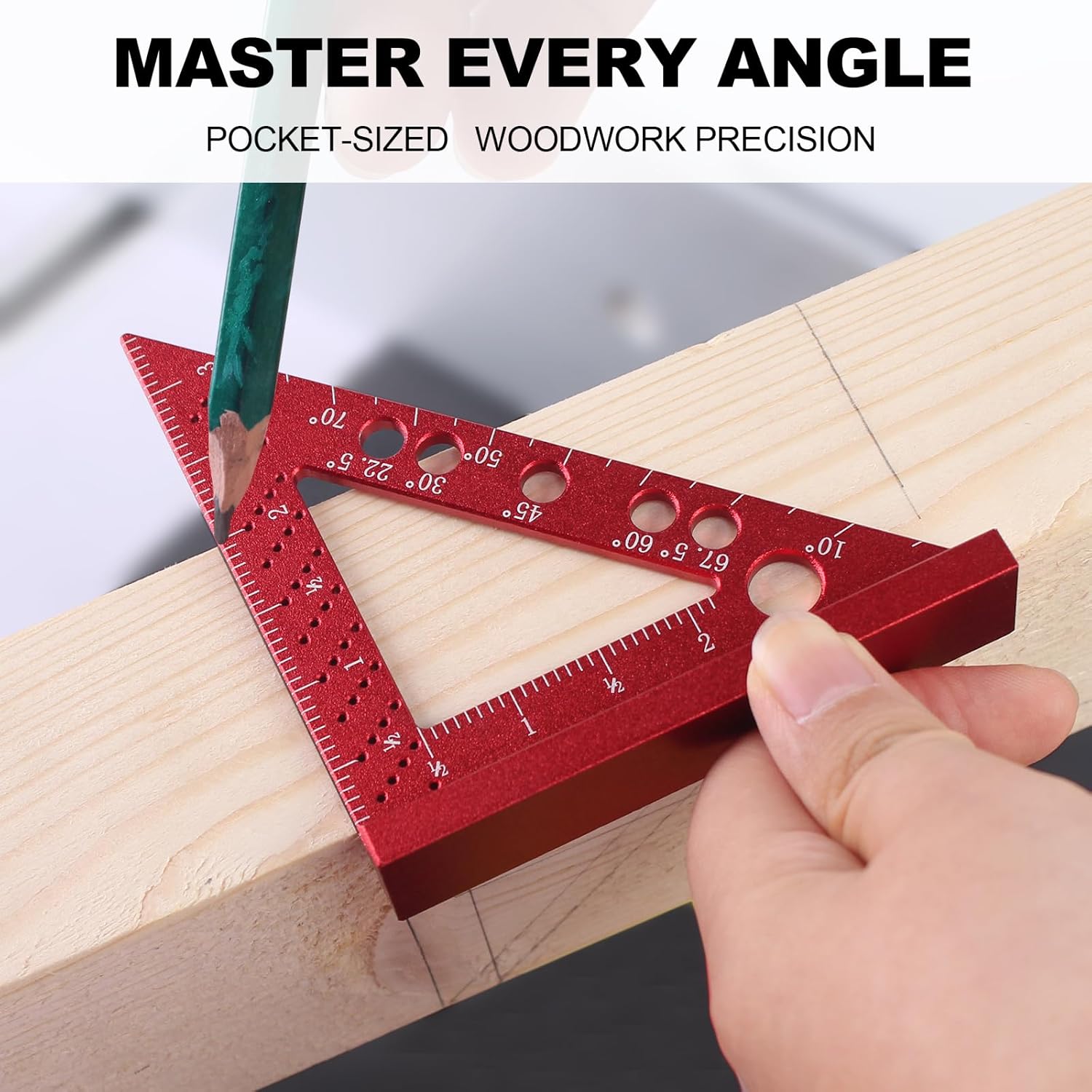 Carpenter Square, Small Triangle Square, 90 Small Square Ruler, Woodworking Measuring Tool with Fixed Miter Angle Pin (Red) Carpenter Square, Small Triangle Square, 90 Small Square Ruler, Woodworking Measuring Tool with Fixed Miter Angle Pin (Red)