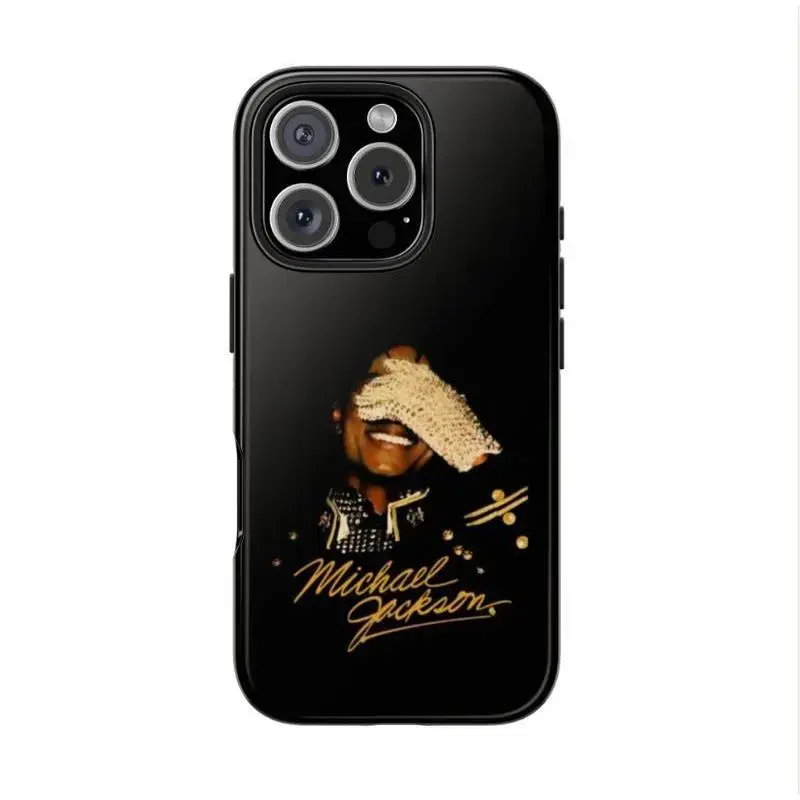 [Magnetic Design]Michael Jackson Tough Phone Case with Iconic Glove Pose & Gold Signature - 2D Design Suitable for iPhone 17-11 Pro Max/Plus - Impact Resistant Polycarbonate & TPU Lining - Protective Phone Cover