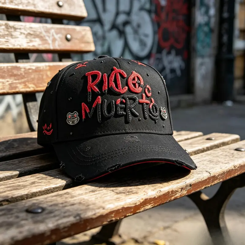 Rhinestone Skull 'Rico O Muerto' Baseball Cap - Adjustable Sun Hat, Casual Adult Party Accessory (Festive & Party Supplies)