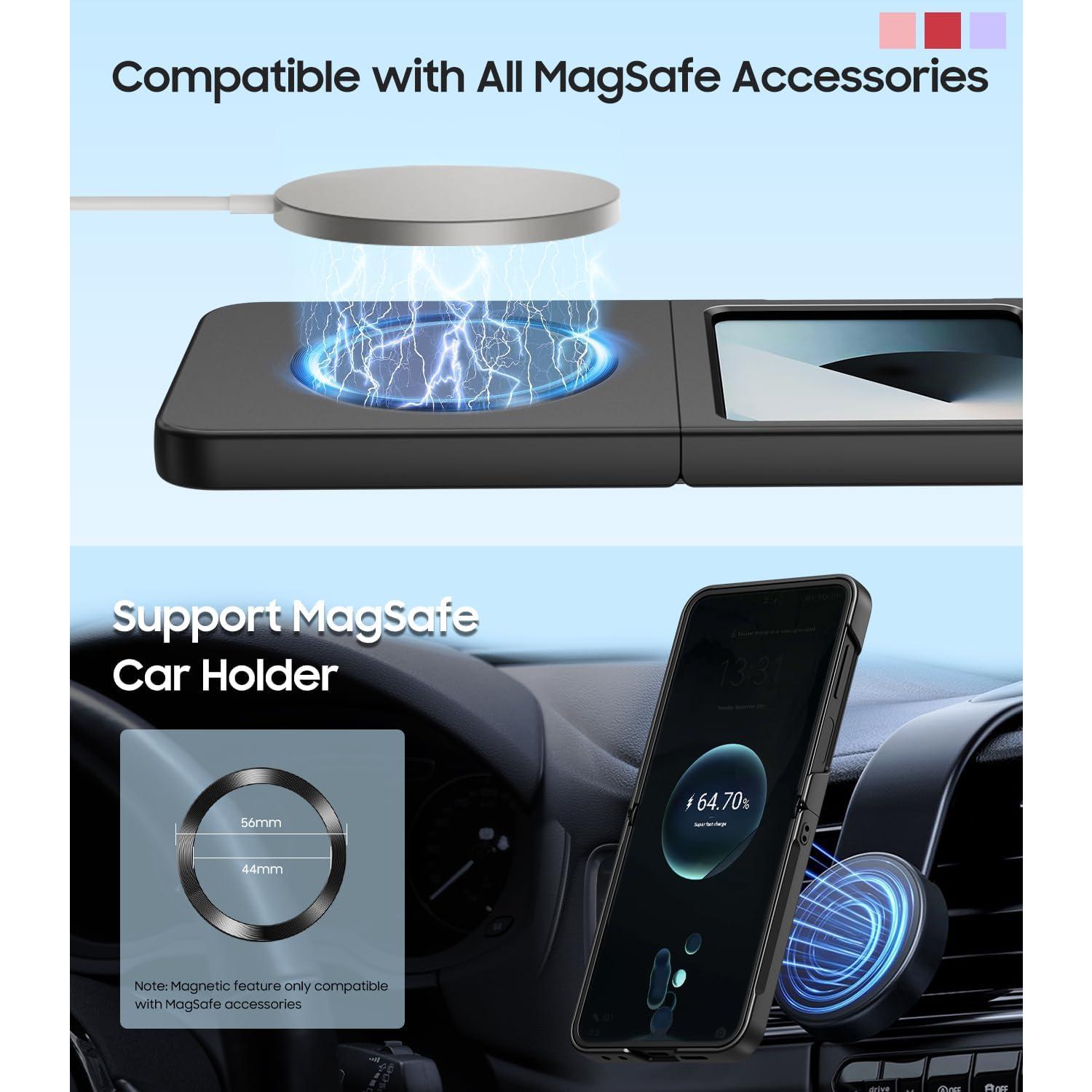 THE WELL KEPT for  Galaxy Z Flip 6 Case, Flip 7 FE Case Compatible with MagSafe, with Built-in Screen Protector, Flip6 Slim Hard  Phone Case, Black