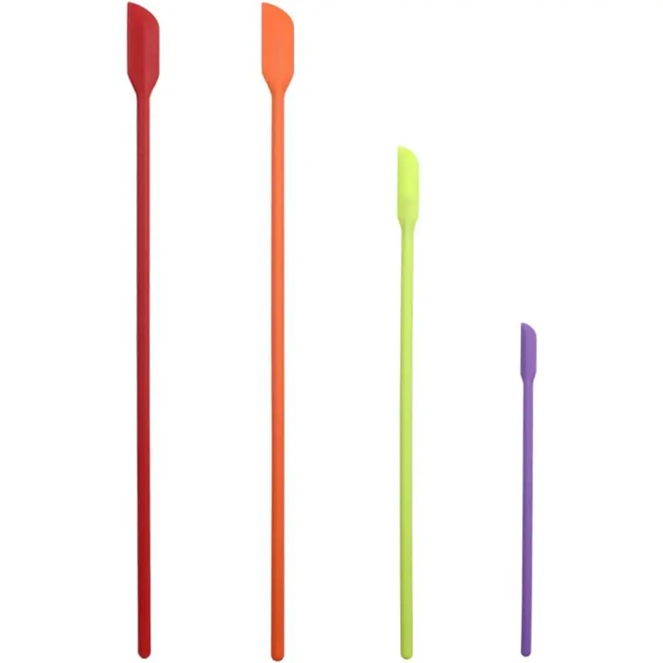 4-Pack Multicolor Compact Stainless Steel Mini Spatula Set, Thin Kitchen Utensils for Thin Jars & Kitchen Bottles