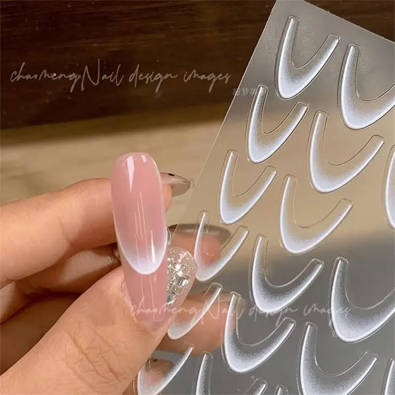 2/3Sheets French Gradient Line Nail Art Stickers 3D Self-Adhesive White+Black Slider Design Stencil Manicure Guides DIY Nail Decor