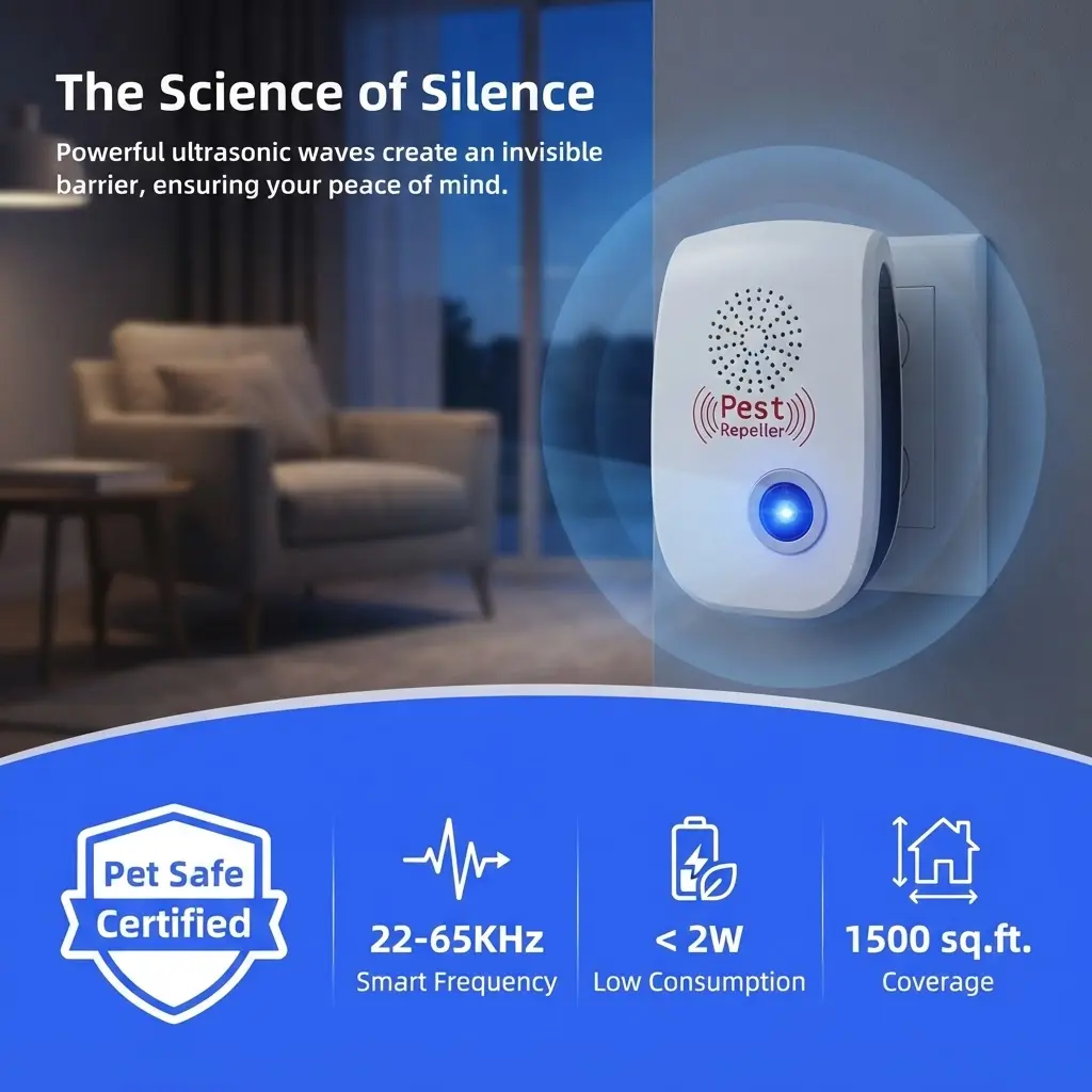 High Power Ultrasonic Mouse Repeller, Dual‑Speaker Electronic Plug‑in Insect & Mosquito Repellent, Smart Frequency Pest Deterrent for Indoor Household Use
