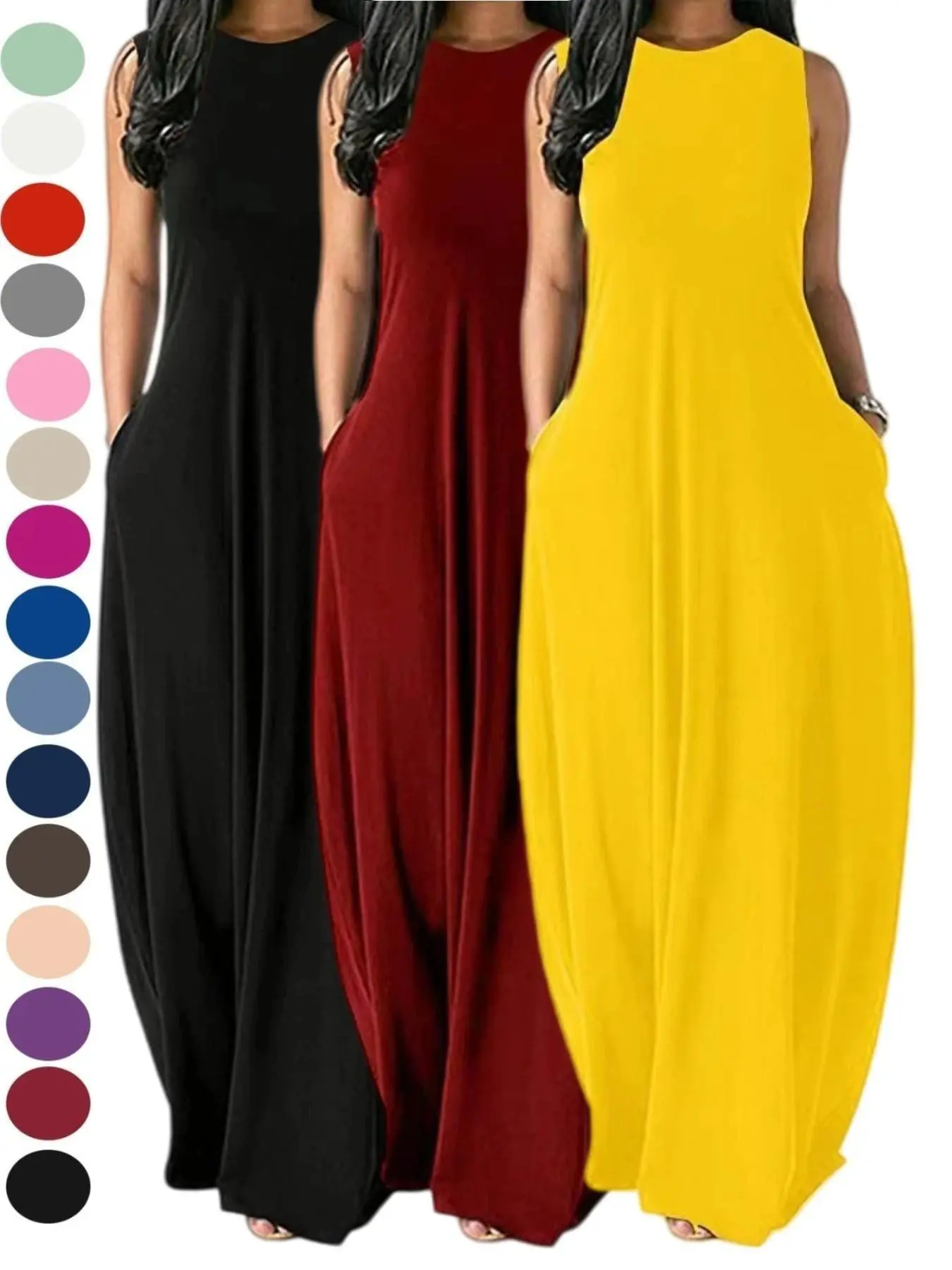 Women's Casual Solid Sleeveless Maxi Dress, Fitted Design for Comfortable Wear, Perfect for Everyday, Stylish and Versatile