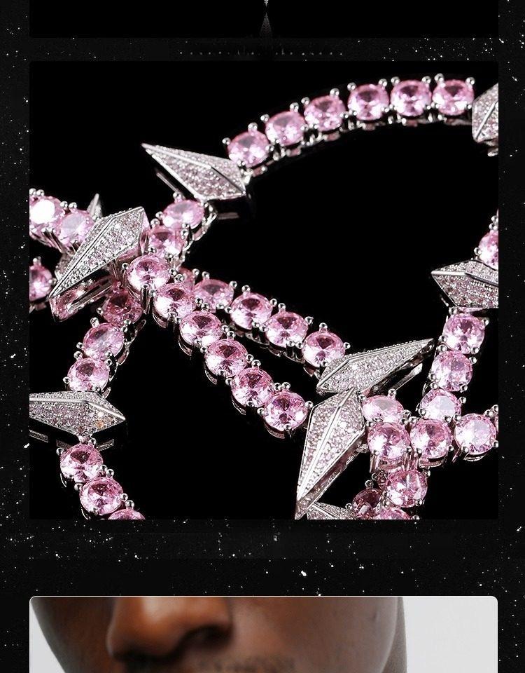 [ICE HUE]18K Gold Vacuum Plated Copper with 5A+ Sri Lanka Zircon Black SpikeNecklace Miami Italy Mexico & Micro Inspired for Women & Men Luxury Jewelry,Daily Wear,Casual Fashion,Gift Idea,,Classic,Minimalist,Simple,Sporty Style