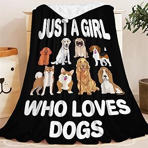 Dog Custom Name for Girls Women Blanket Just a Girl Who Loves Dogs Lightweight Throws Gift for Birthday Graduation Christmas Super Soft Flannel Blankets for Sofa-with 4 Sizes