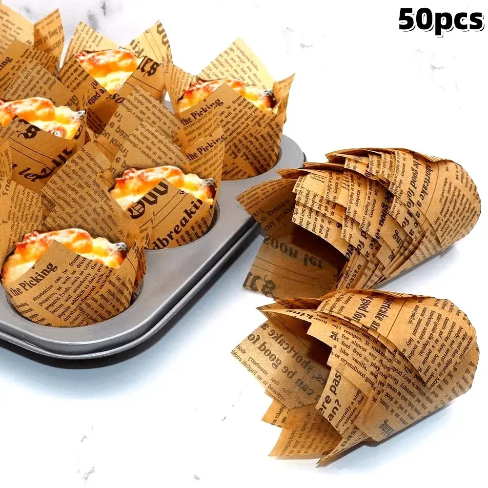50 Flame Paper Cupcake Liners, Standard Size Baking Cups, Non-Stick Cake Muffin Wrappers, Birthday Party Decor, Home Bakery Supplies, Homemade Baking