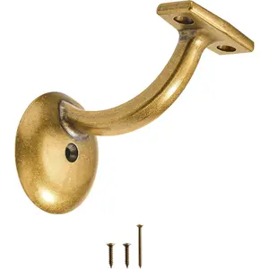 6 Pack Antique Brass Hand Rail Bracket Heavy Duty Hardware for Stairways, Home or Office Vintage Stair Support Handrail Brackets