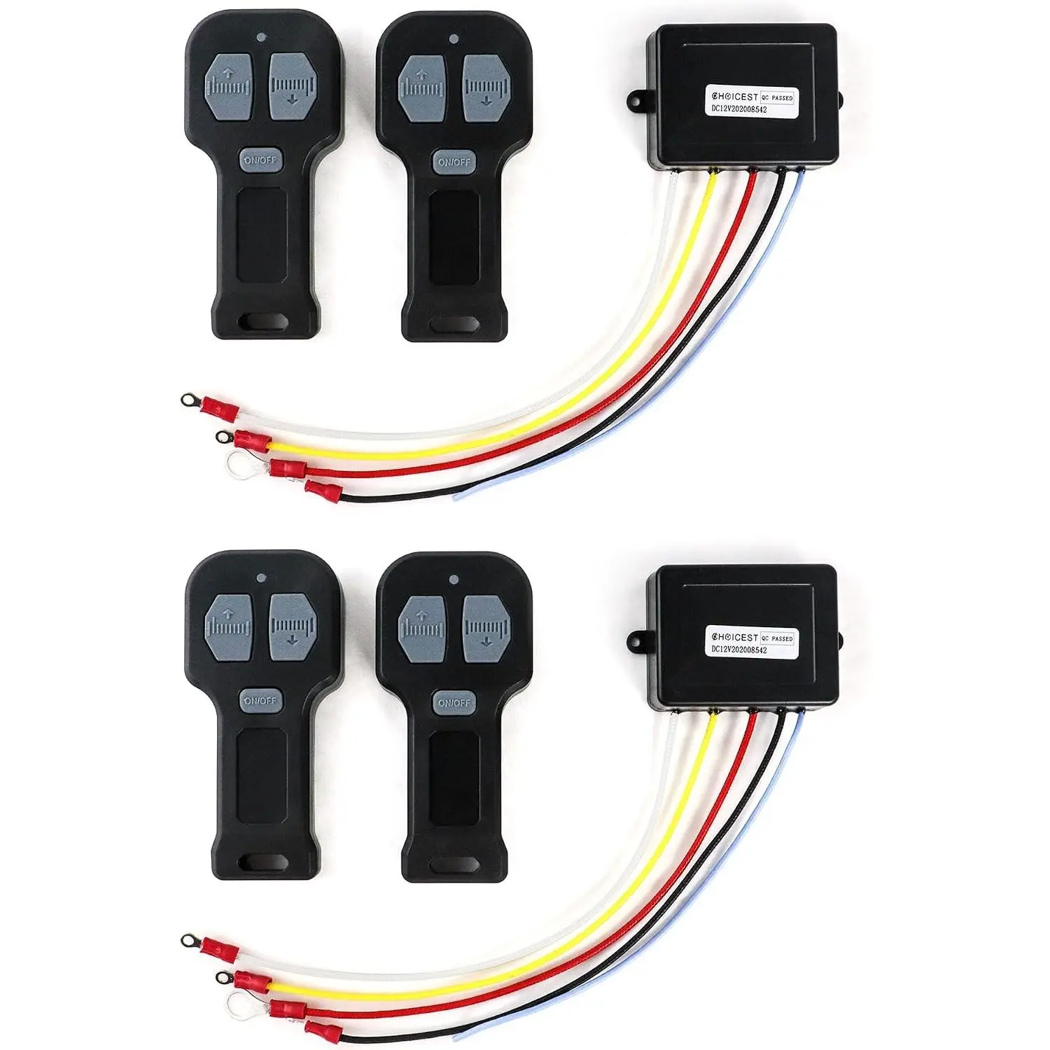 12V Wireless Winch Remote Control Kit – 4 Pack Universal 5-Wire Receiver System for Truck, ATV & SUV Winches