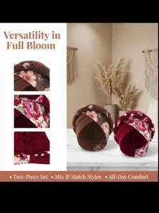 2 Pcs Printed Twin Braided Headwrap, Cross Design Ethnic Turban Hat, Women's Fashion Turban Accessory, Stylish Hair Cover, Fashion Headscarf
