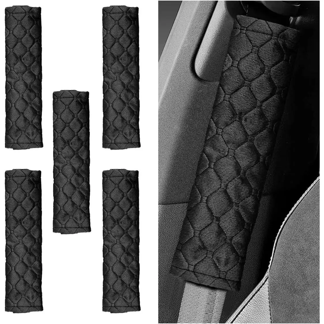 5 count  Seat Belt Pads Cover - Soft Comfort Seatbelt Covers Protect Your  and  - Auto Seat Belt  Strap Cover Protector Pads -  Cushion Harness Pad for /Bag (Black)