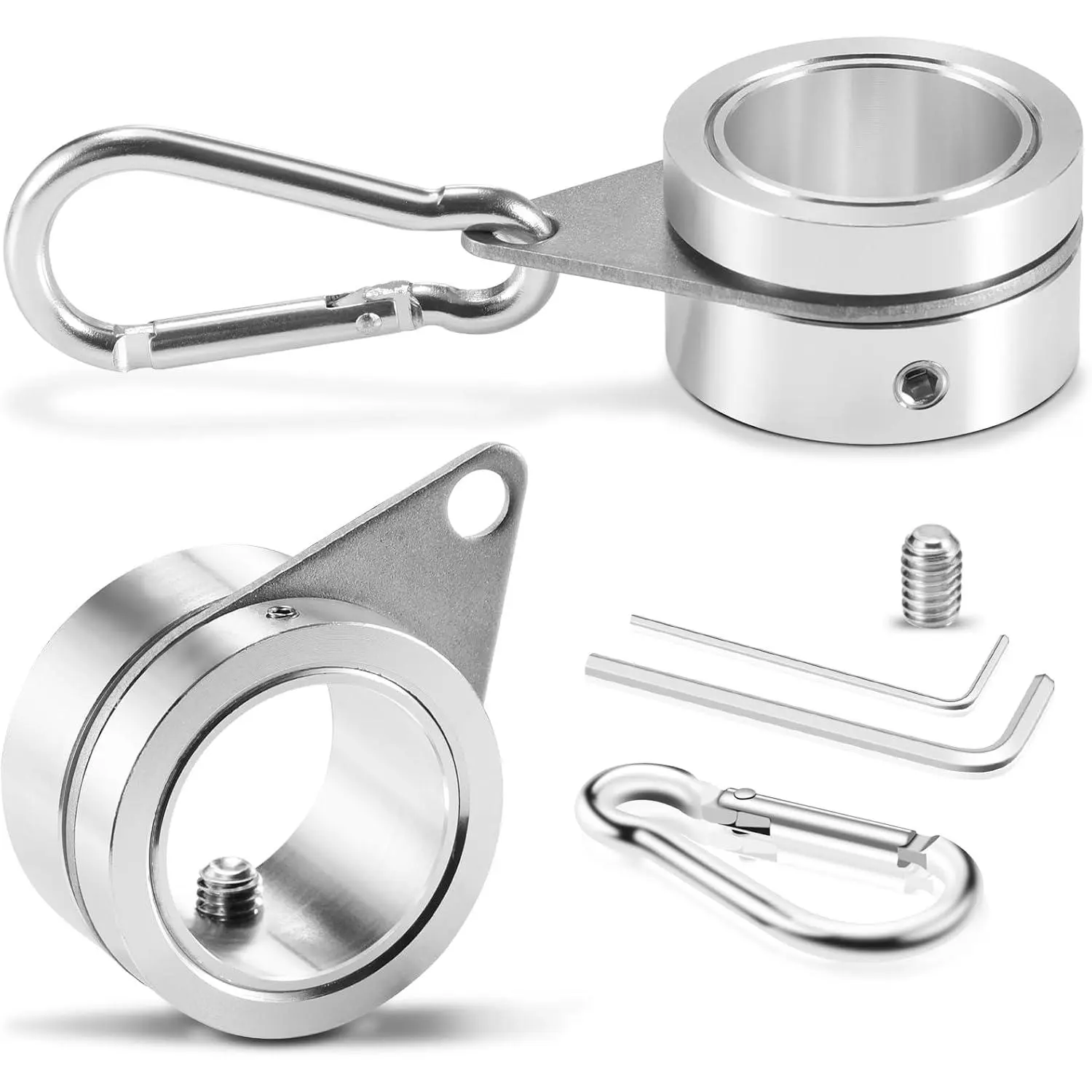 1" Flag Pole Rings, 2 count Anti Wrap Flag Pole Clips Swivels, 360° Rotating Flagpole Flag Mounting Rings,  Alloy Spinning Flag Pole Kit  for 0.75-1.02" Diameter (1 Inch, )