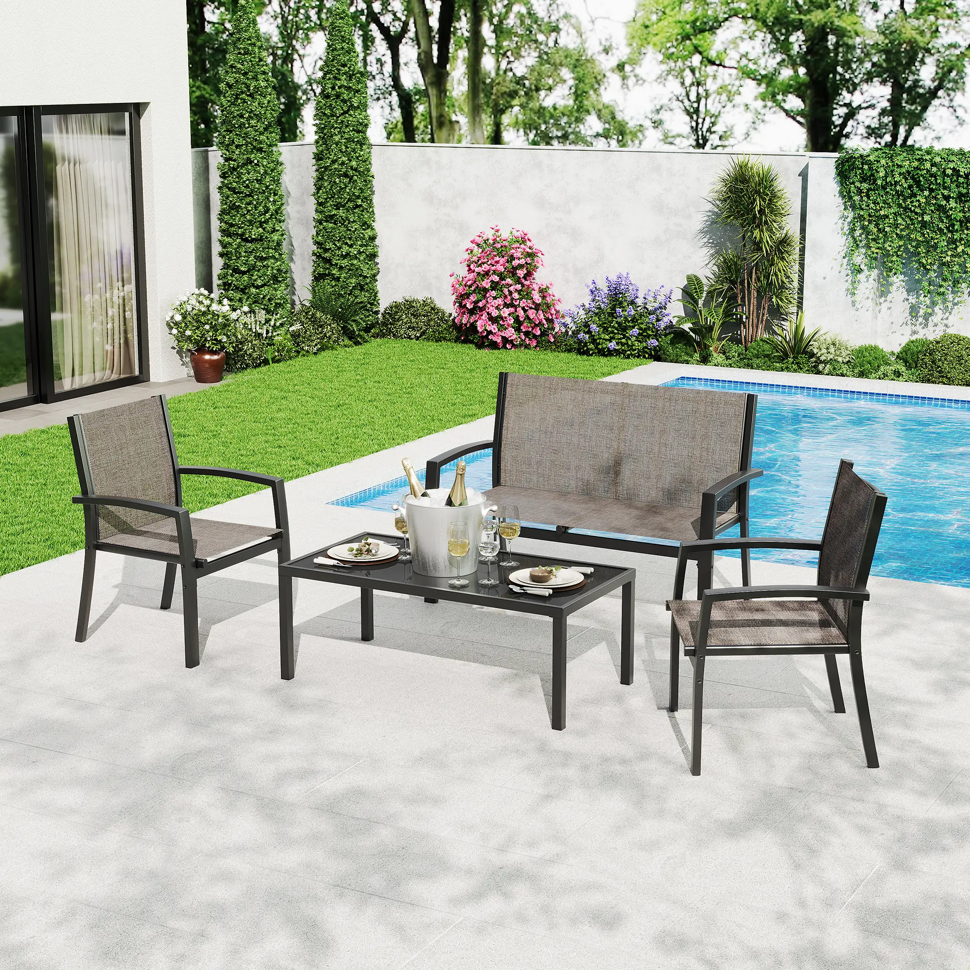 Patio Bistro Set – 2-Piece Compact Outdoor Table & Chairs – Durable Space-Saving Furniture for Balcony, Garden, Backyard