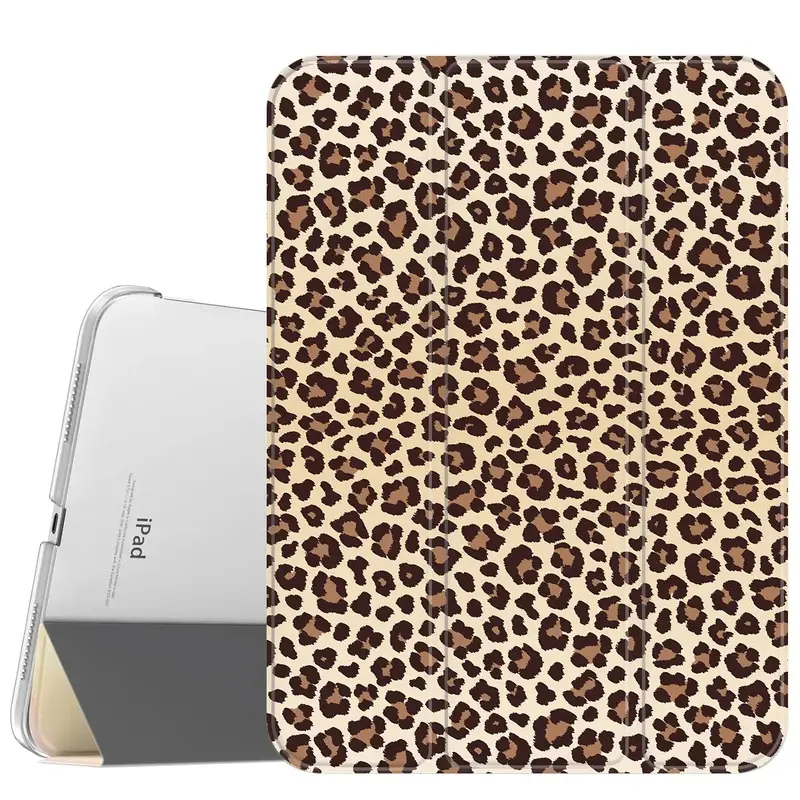 Classic Leopard Synthetic Leather Protective Tablet Cover - Frosted Case with Durable Slim Fit, Magnetic Holder, Soft Translucent Back, Microfibre Lining, Pencil Slot for iPad Series A16 2025/Air 6/Mini 6, Samsung Galaxy Tab S9 Accessories, Frosted Cover