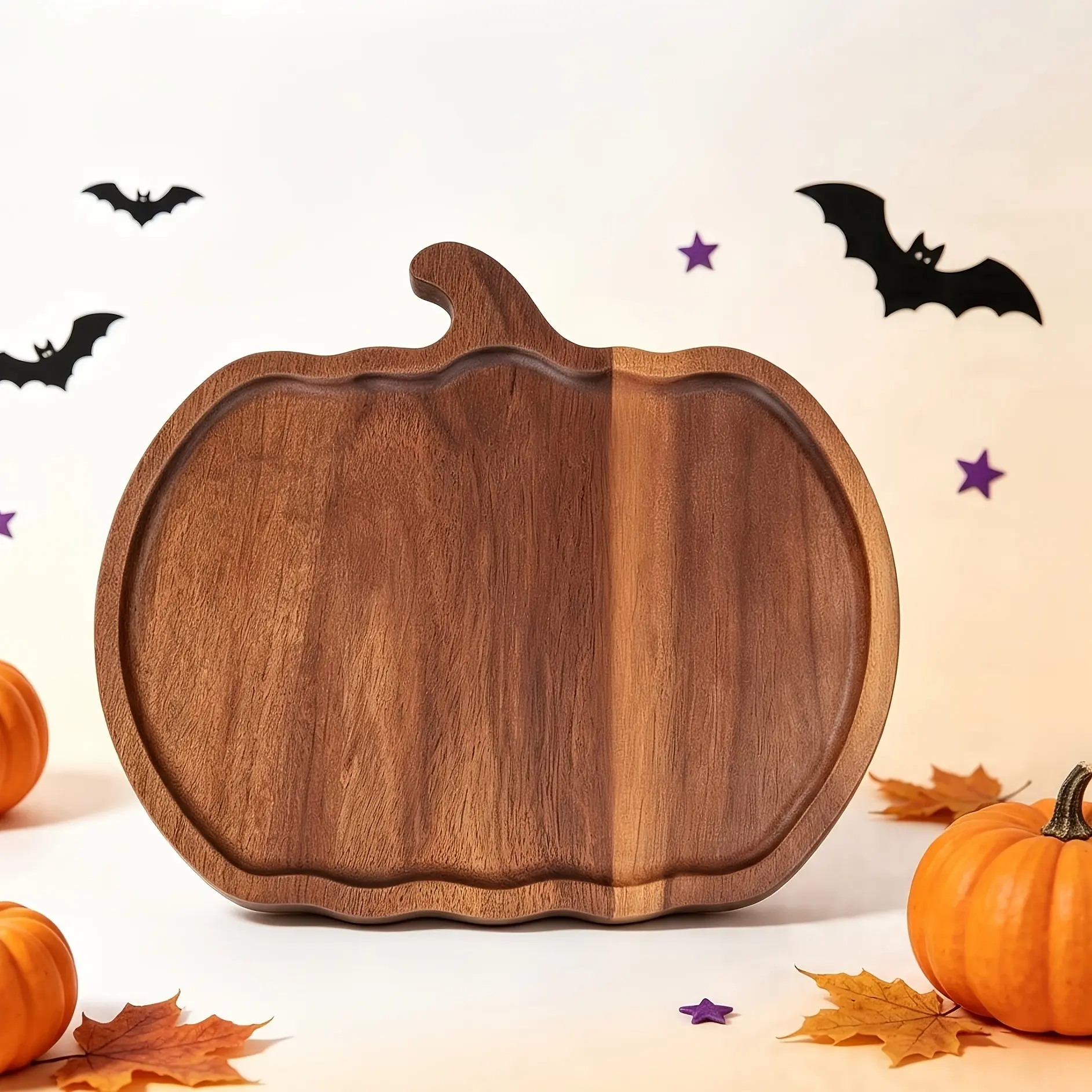 Elegant Pumpkin-Shaped Wooden Tray, Food-Grade Safe, Kitchen Accessory, Holiday & Daily Use, Ideal Gift for Home Cooks