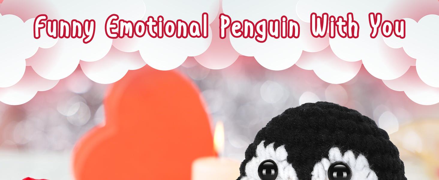 Gifts for Her Wife from Husband Birthday Christmas, to My Wife Handmade Crochet Emotional Mini Funny Penguin, Romantic Wedding Anniversary Valentines Gifts for Women Her, Small Cute Love Sign Decor