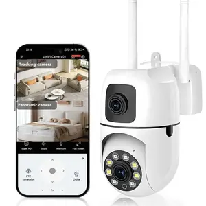 2k3mp Ptz Outdoor Security Camera, Dual Lens Wireless WiFi, Home Safety, 360° View, Automatic Tracking, Human Detection, Color Night Vision, Bidirectional Audio