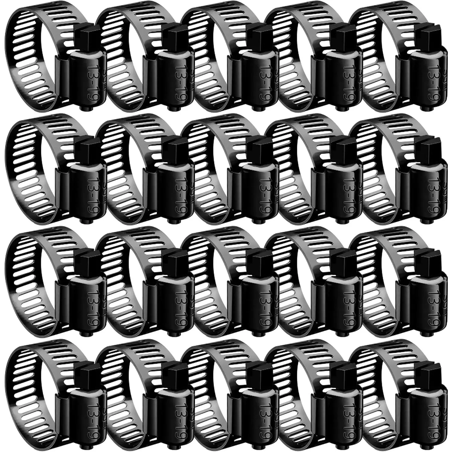 20 count Black Hose Clamp,1/2"-3/4"(13-19mm)304 Hose Clamps Stainless Steel Adjustable Worm Gear Hose Clamps  Kit,radiator hose clamps  line clamps