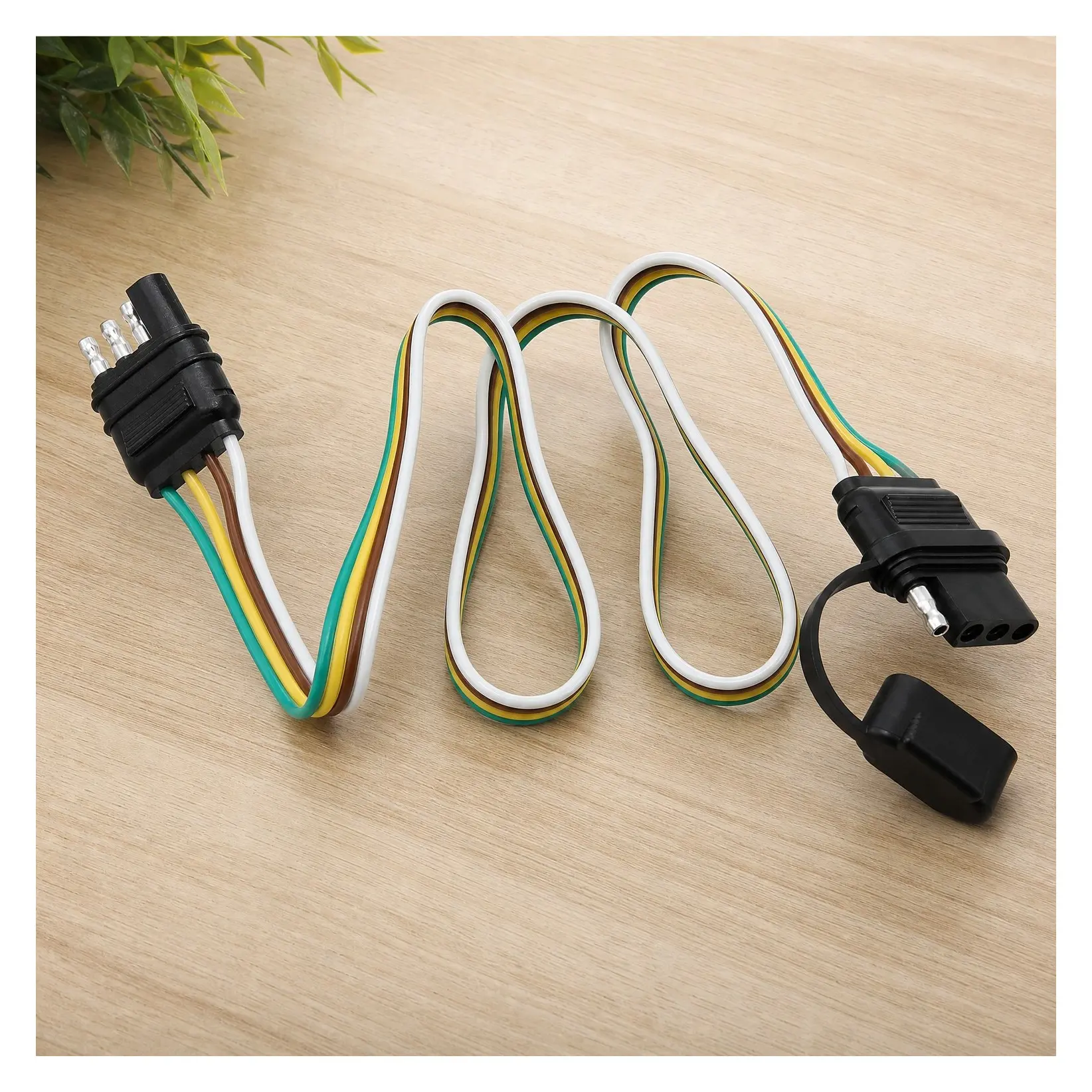 4-Way 32 Inch Flat Trailer Light Wiring Harness with Dust Cover, 4-Wire 4-Pin Trailer Plug Extension Male & Female Connector Replacement for Trailer Hitch WireGift