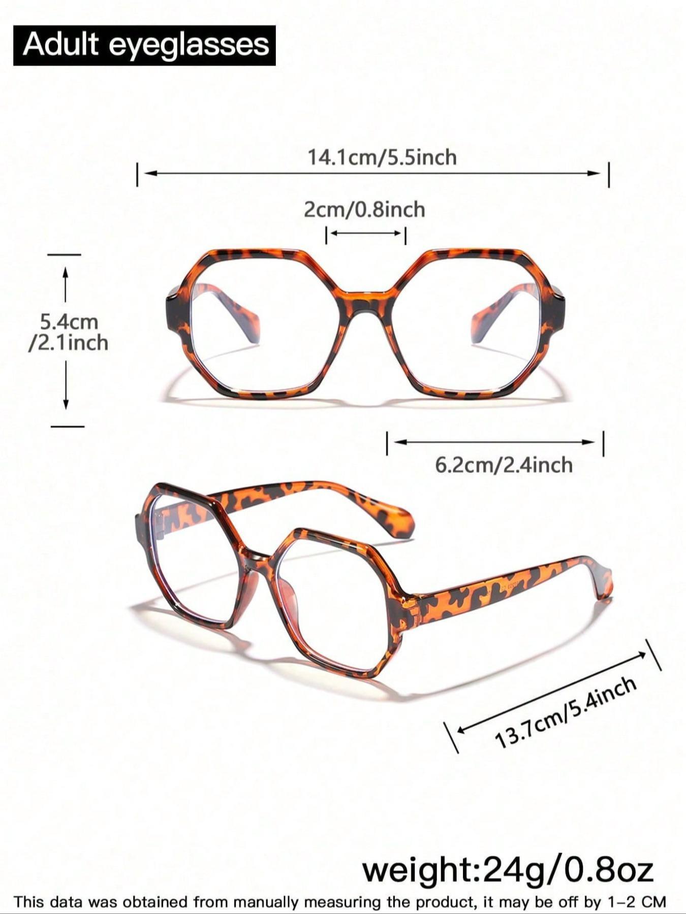 Unisex Simple Style Geometric Frame Eyeglasses, Trendy Tortoiseshell & Plain Color Eyeglasses for Women & Men, Fashion Accessories for Daily Use