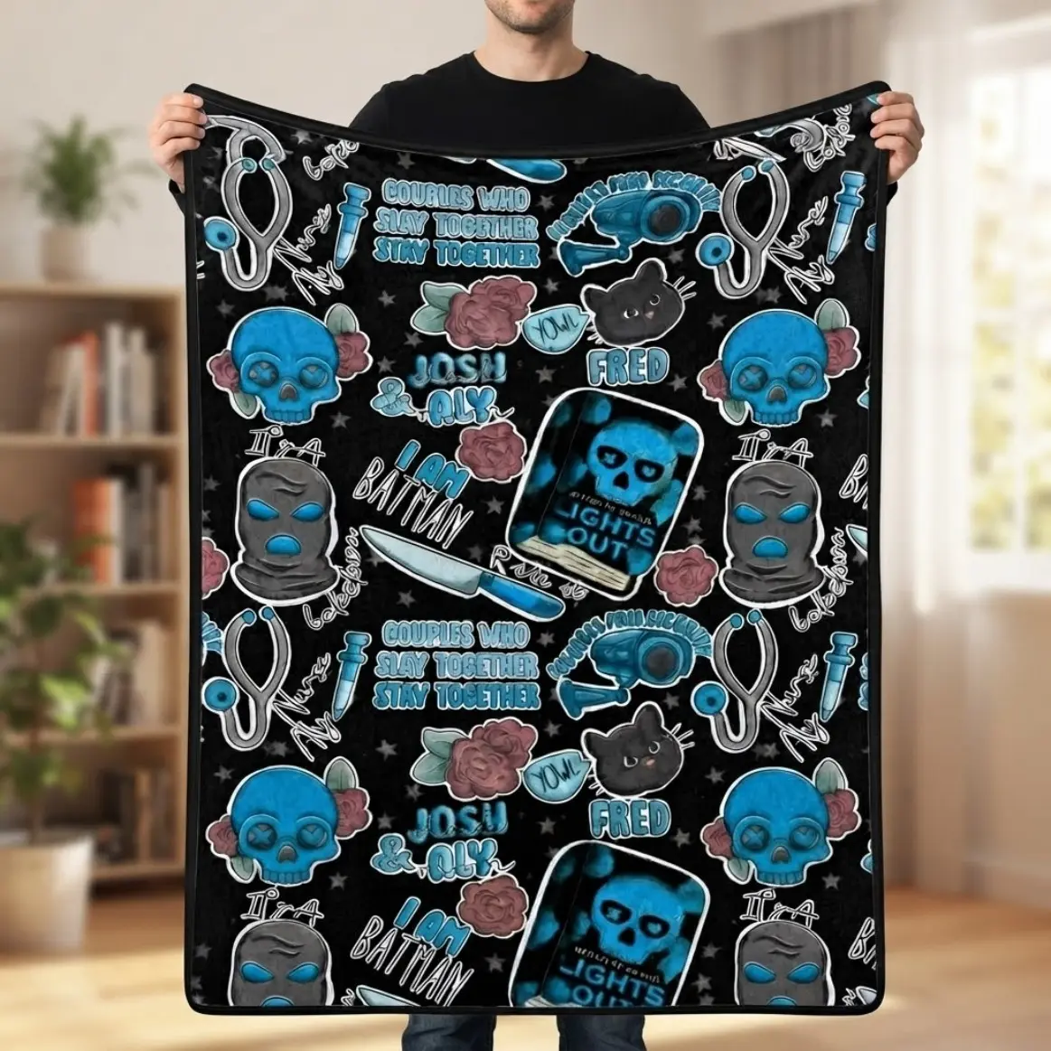 Lights Out Fleece Blanket, Extra Large Queen Size Bookish Blanket For Adults Kids, Soft Cozy Throw Blanket Home Decor Birthday Gift For Her, Warm Bedding Blanket For Bed Sofa Couch Reading Time