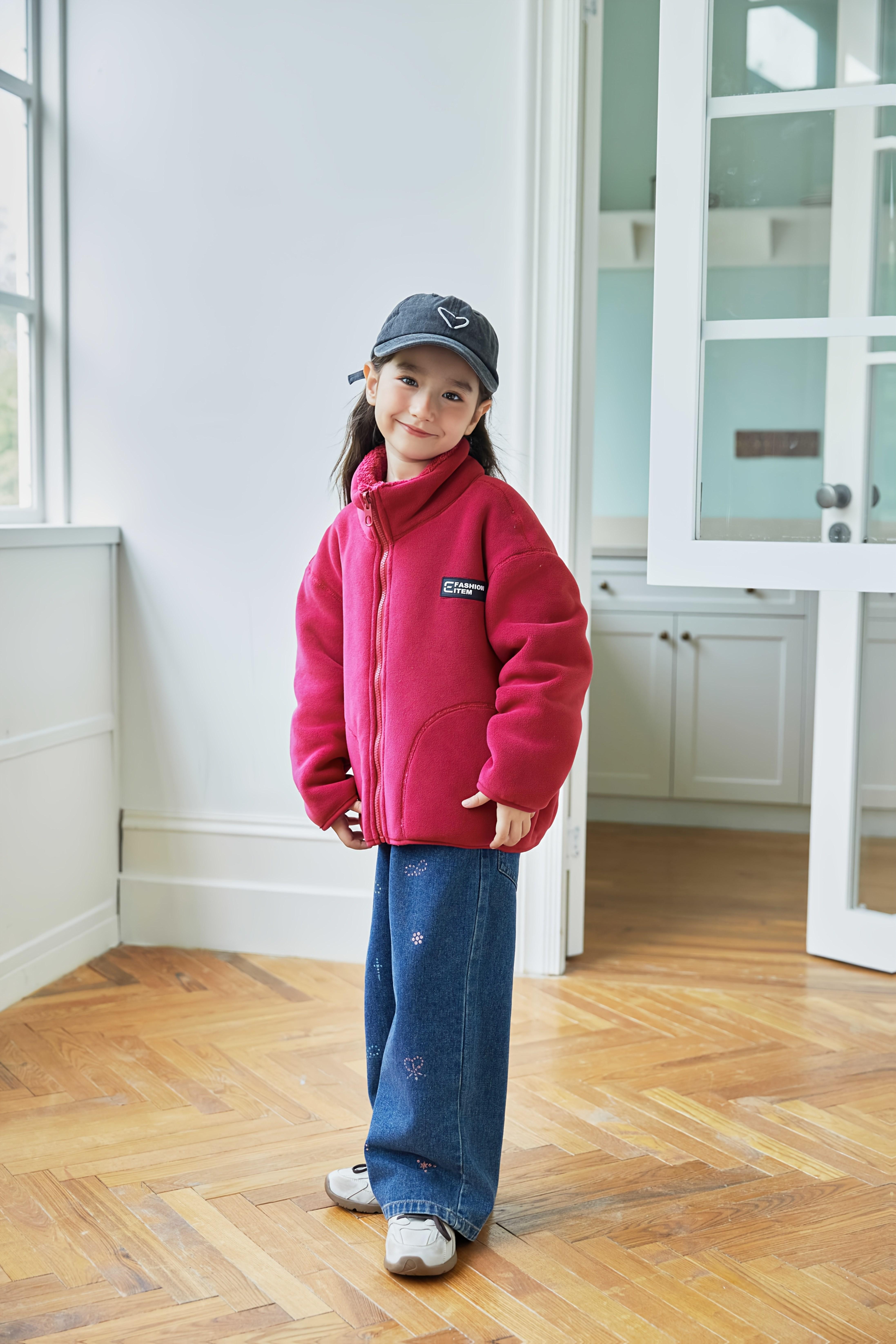 Girls' & Teens' Reversible Zip-Up Coat - Dual-Sided Winter Jacket, Full-Zip Front Closure, Stand Collar, Loose Fit Outerwear for School, Everyday & Formal Events - Easy-Care Polyester Lining, School Jacket, Stylish Pockets, Durable Construction, Fleece Li