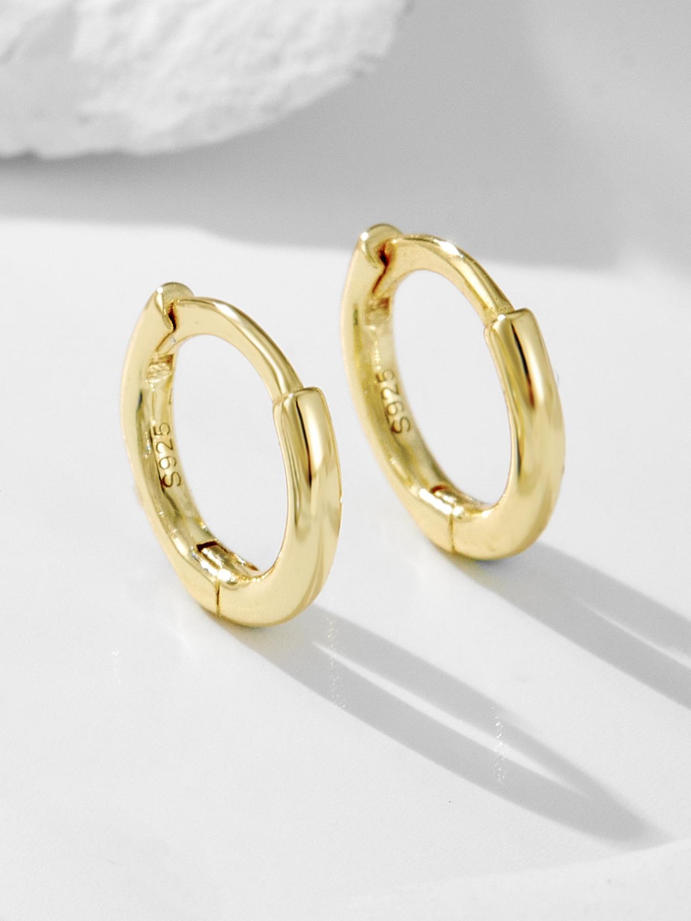 S925 Sterling Silver Hoop Earrings, Fashionable Minimalist Hoop Earrings for Women & Girls, Trendy All-match & Exquisite Jewelry for Birthday Gift