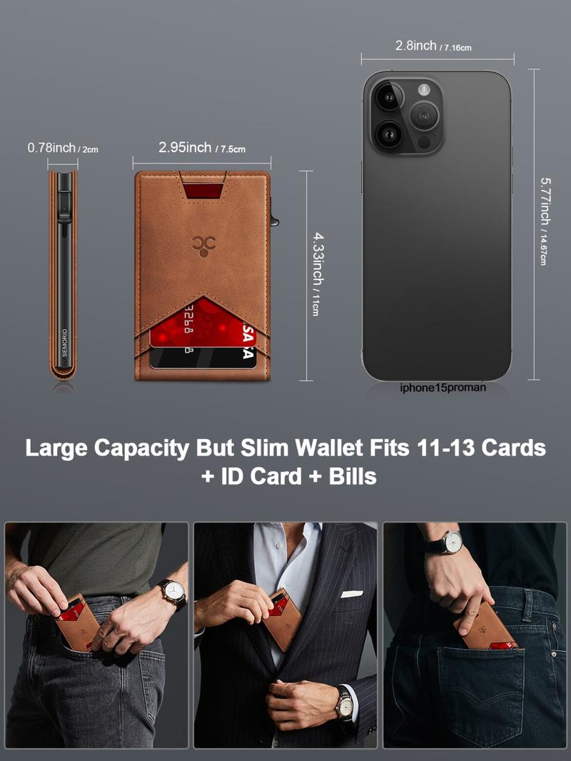 Men's Minimalist RFID Blocking Card Holder, Slim Pop Up Wallet, Simple Style Card Holder for Daily Use, Credit Card Holder