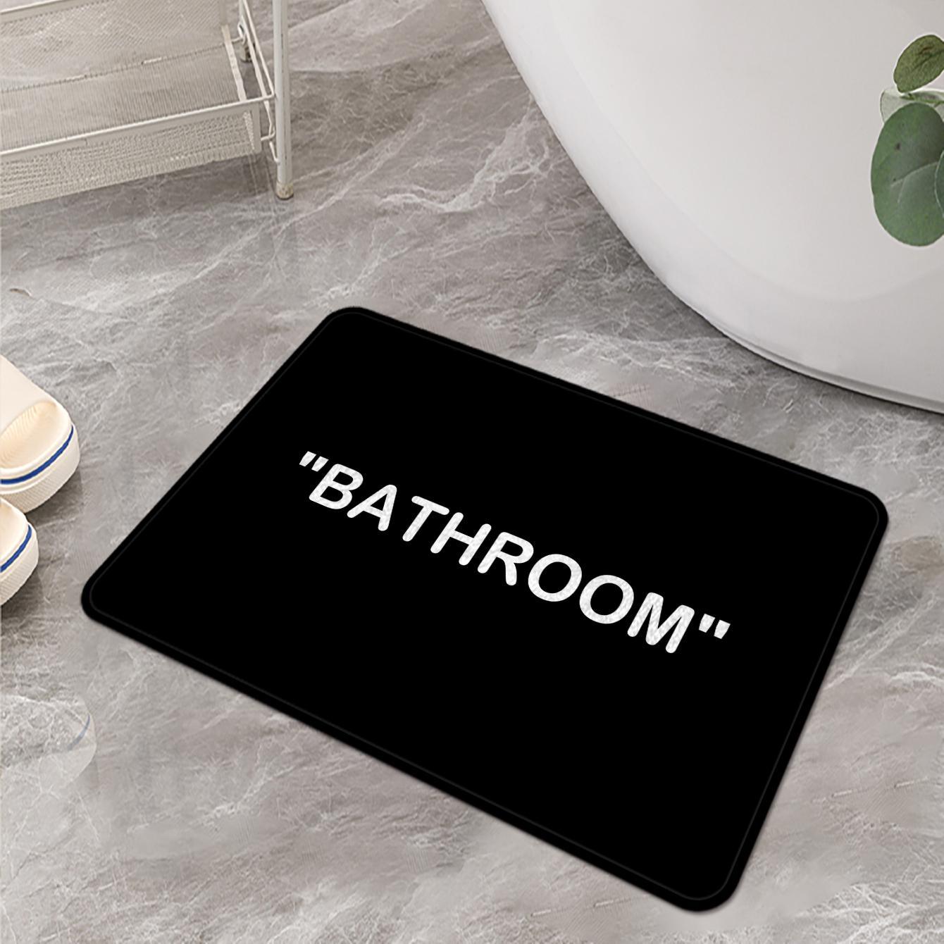 1 piece of comfortable flannel sponge floor mat with letter pattern, thick sponge mat, suitable for comfortable standing, perfect for decorating living rooms, bedrooms, laundry rooms, and offices, Bathroom Decorative Mat, Bathroom Rug, Bathroom Mats