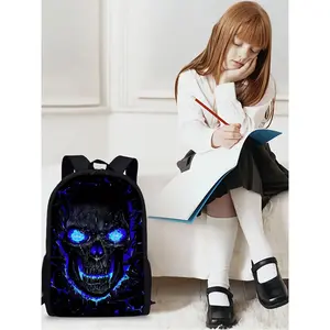 Skull pattern printed 17 inch height 44 cm single layer Led backpack