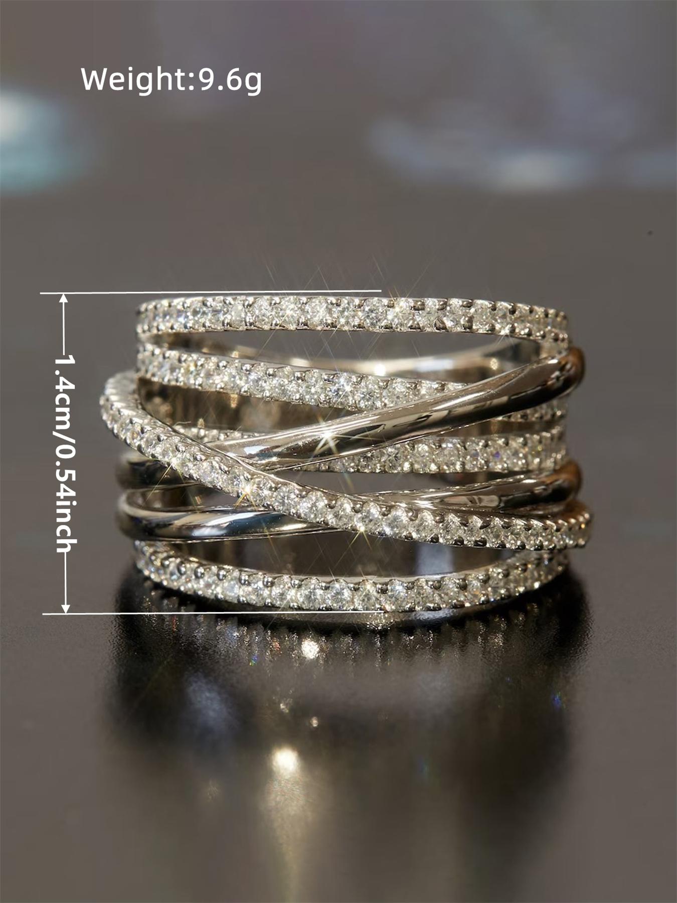 Elegant Rhinestone Decorated Criss Cross Design Ring, Exquisite Trendy Ring, Fashionable Jewelry for Women As Gift, Elegant Everyday Ring, Elegant Glittering Ring