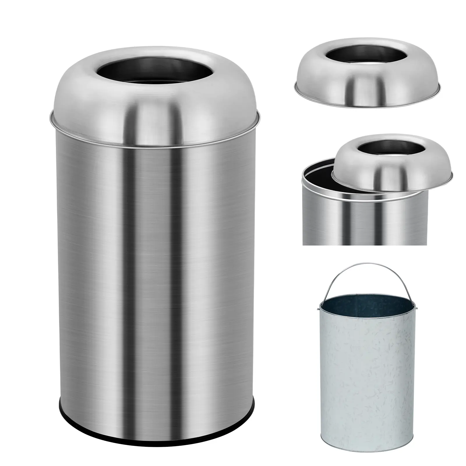 Garvee Heavy Duty Commercial Kitchen Trash Can - 18.5 Gallon/70L Open Top Stainless Steel Waste Bin with Removable Inner Bucket - Ideal for Home, Office, Restaurant, Hotel Suite - Durable Waste Solution