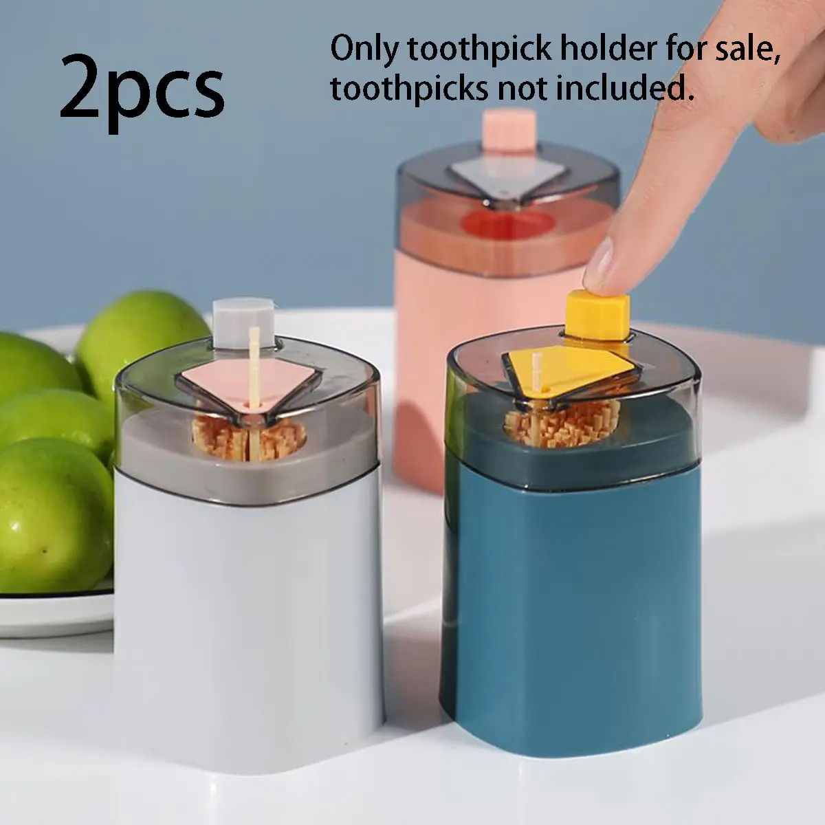 2-Pack Creative Automatic Toothpick Holders, Press-Release Design for Home Living Room, Portable Restaurant Toothpick Container