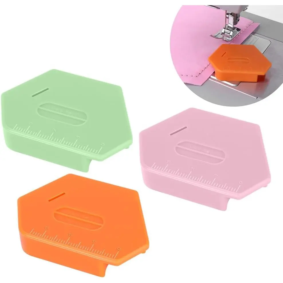 3 Pack  Seam Guide for Sewing Machine,Multifunctional Polygonal Hemmer Guide with Scale, Sewing Quilting Supplies Accessories Tools(3 Color)