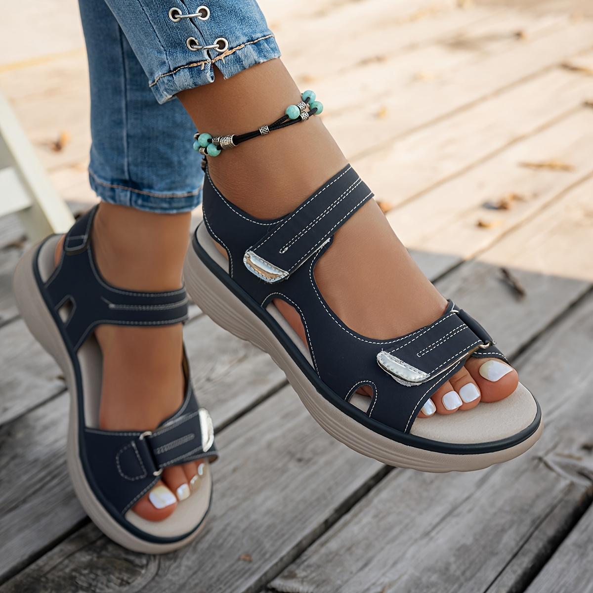 Women'S Premium Adjustable Strap Platform Sandals |   Elegant, Comfortable Orthopedic Summer Casual Open-Toe Walking Shoes, High-Quality Breathable And Non-Slip Fashion Footwear With Microfiber Upper And Sole, Women Shoes